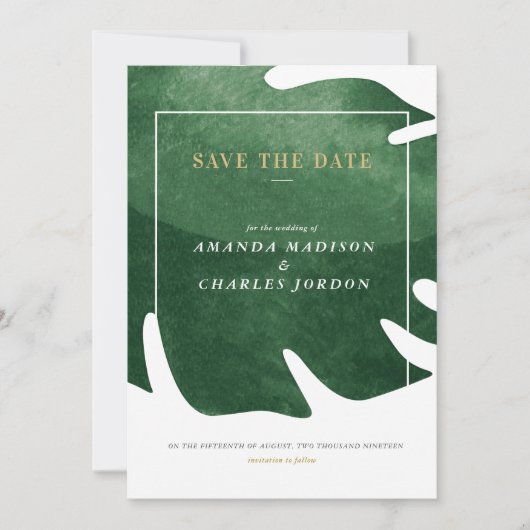 Tropisch groen blad Bewaar de datum Kaart (Voorkant)