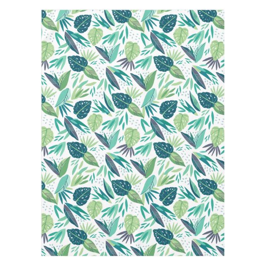 Tropisch groen blad botanisch patroon tafelkleed (Voorkant)