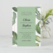 Tropisch groen blad. Botanische elegante bruiloft Kaart (Staand voorkant)