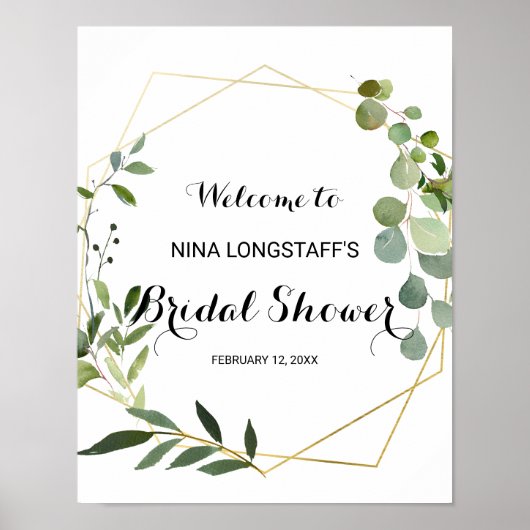 Tropisch groen blad bruiloft feestelijke welkom poster (Voorkant)