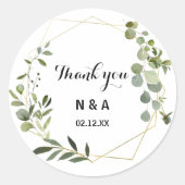 Tropisch groen blad dank je wel ronde sticker (Voorkant)