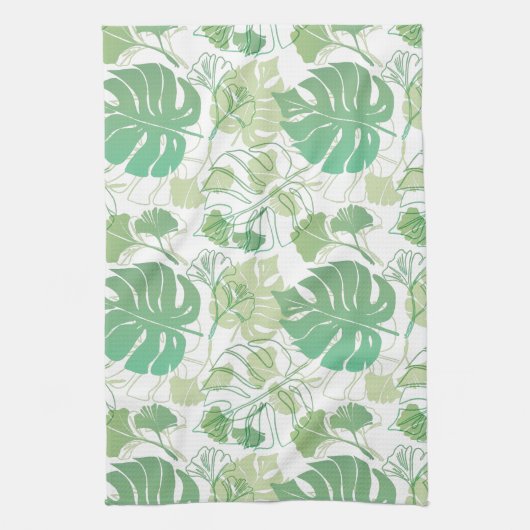 Tropisch groen blad gevlekt theedoek (Verticaal)