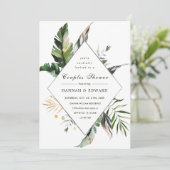 Tropisch groen blad groene koppel douche kaart (Staand voorkant)