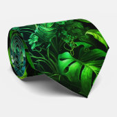 Tropisch groen blad Hawaïaans patroon Stropdas (Opgerold)