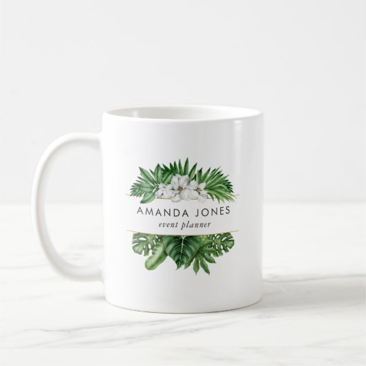 Tropisch groen blad koffiemok (Links)