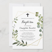Tropisch groen blad kruis doop kaart (Voorkant)