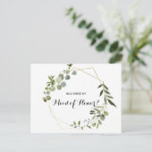 Tropisch groen blad Maid of Honor Uitnodiging Briefkaart (Staand voorkant)