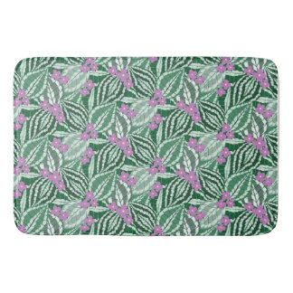 Tropisch Groen blad met paarse bloemen Badmat