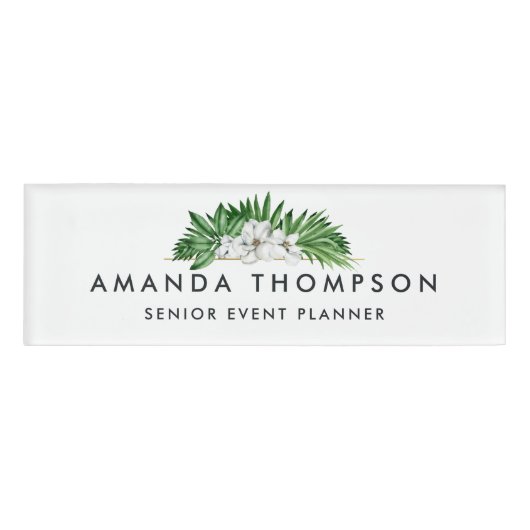Tropisch groen blad naambadge (Voorkant)
