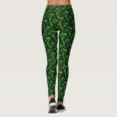 Tropisch groen blad op zwart leggings (Achterkant)