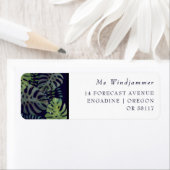 Tropisch groen blad retouradres etiket (Insitu)