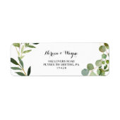 Tropisch groen blad retouradreslabel etiket (Voorkant)