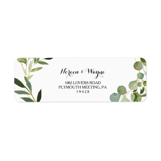 Tropisch groen blad retouradreslabel etiket (Voorkant)