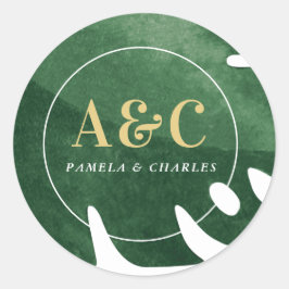 Tropisch groen blad ronde sticker