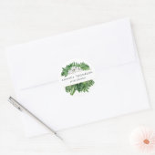 Tropisch groen blad ronde sticker (Envelop)