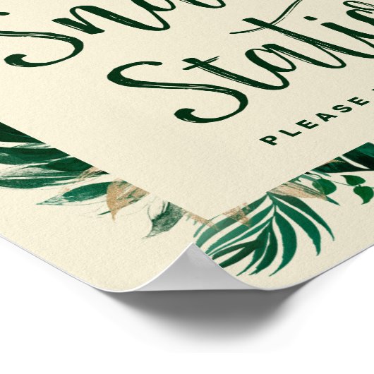 Tropisch groen blad snackstation trouwtekst bord poster (Hoek)