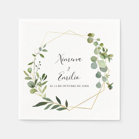 Tropisch groen blad Spaans bruiloft servet (Voorkant)