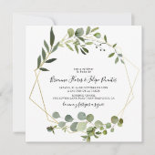 Tropisch groen blad Spaans vierkant bruiloft Kaart (Voorkant)