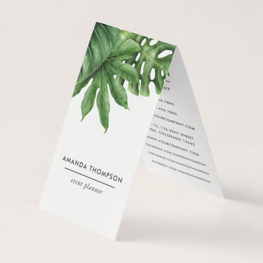 Tropisch groen blad visitekaartje (Voorkant)