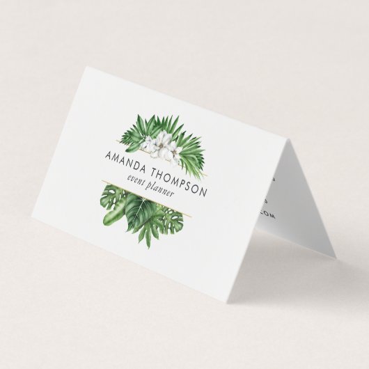 Tropisch groen blad visitekaartje (Voorkant)