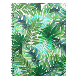 Tropisch groen blad, Waterverf naadloos. Notitieboek