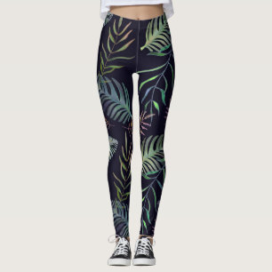 Tropisch groen bladblauw leggings