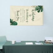 Tropisch groen & bladeren chique bruiloft welkom spandoek (Beurs)