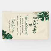 Tropisch groen & bladeren chique bruiloft welkom spandoek (Horizontaal)