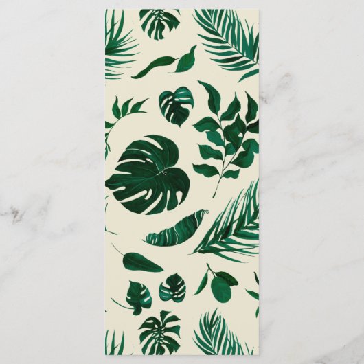 Tropisch groen & bladeren Modern bruiloft diner Menu (Achterkant)