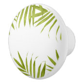 Tropisch groen Bladeren Wit & Groen Tropisch Keramische Knop (Rechts)