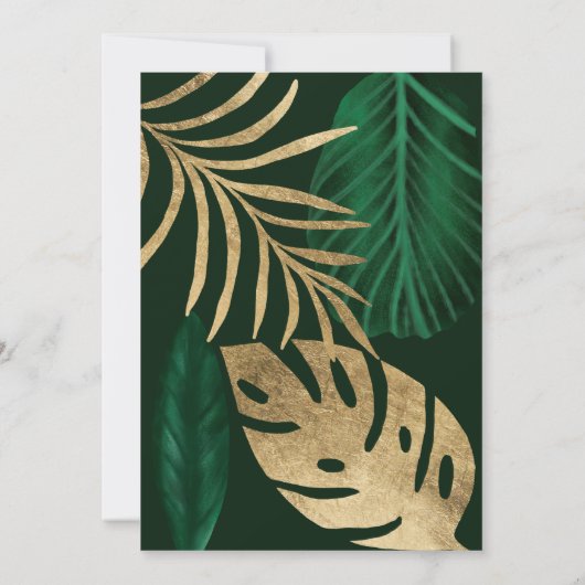 Tropisch groen bladgoud met uitzondering van de da save the date (Achterkant)