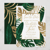 Tropisch groen bladgoud met uitzondering van de da save the date (Voorkant / Achterkant)