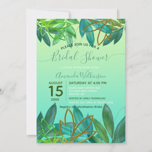 Tropisch groen bladgoud Vrijgezellenfeest Kaart (Voorkant)