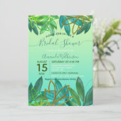 Tropisch groen bladgoud Vrijgezellenfeest Kaart (Staand voorkant)