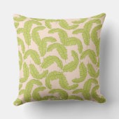 Tropisch groen bladkussen Zachte roze achtergrond Kussen (Achterkant)