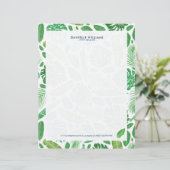 Tropisch groen bladpatroon briefhoofd (Staand voorkant)