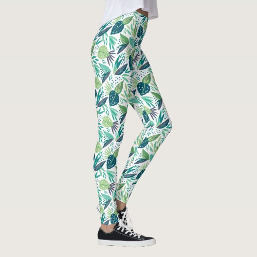 Tropisch groen bladpatroon leggings (Rechts)