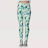 Tropisch groen bladpatroon leggings (Voorkant)
