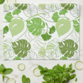 Tropisch groen bladpatroon theedoek (Gevouwen)