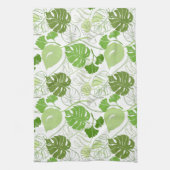 Tropisch groen bladpatroon theedoek (Verticaal)