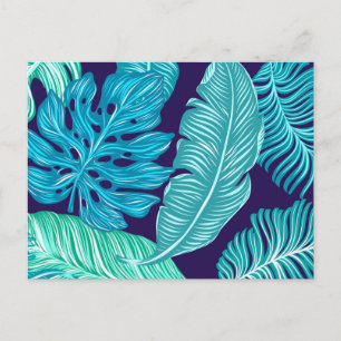 Tropisch groen-blauw bladpatroon briefkaart