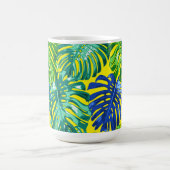 Tropisch Groen Blauw Geel Monstera Oerwoud Bladere Koffiemok (Center)