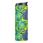 Tropisch Groen Blauw Geel Monstera Oerwoud Bladere Thermosbeker (Gedraaid links)