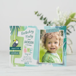 Tropisch groen & blauw jungle waterverf jongen kaart