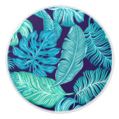 Tropisch groen blauw lederen patroon keramische knop (Voorkant)