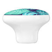 Tropisch groen blauw lederen patroon keramische knop (Zijkant)