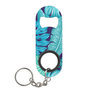 Tropisch groen blauw lederen patroon mini flessenopener