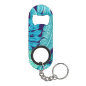 Tropisch groen blauw lederen patroon mini flessenopener (Achterkant)