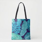 Tropisch groen blauw lederen patroon tote bag (Voorkant)