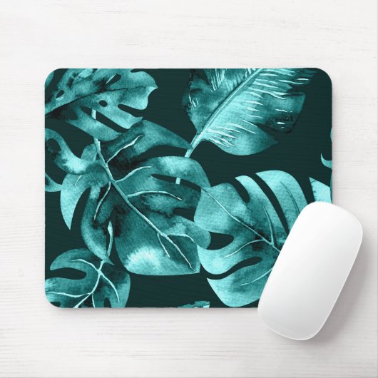 Tropisch groen blauw palm Leaves Island Paradise Muismat (Met muis)